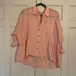 Anthro Pink Linen Shirt